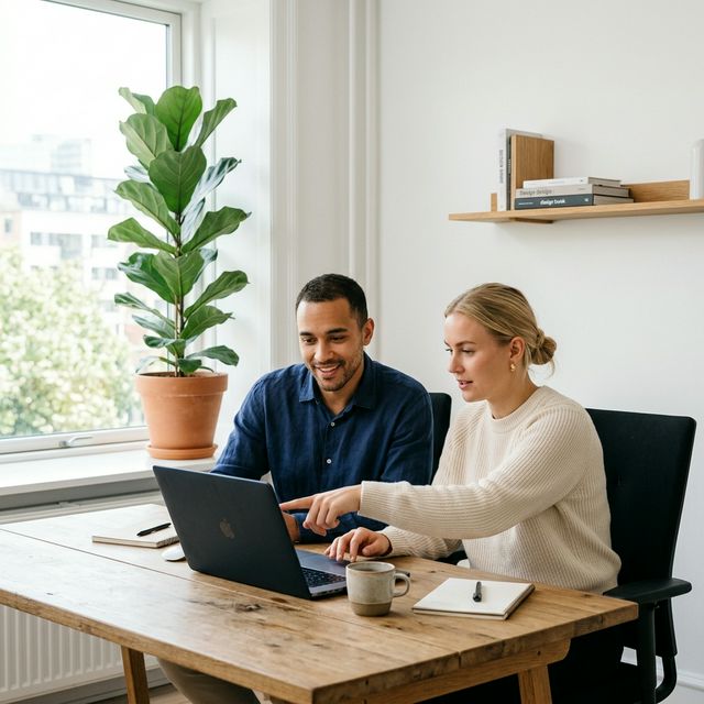 Team der samarbejder om regnskab